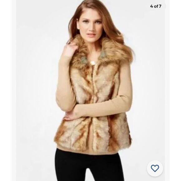 NWT INC Vintage Gorgeous Petite M Convertible Faux-Fur Anorak Vest White 4 in 1 - Picture 3 of 12